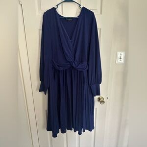 Navy Pleated Dress | Eloquii